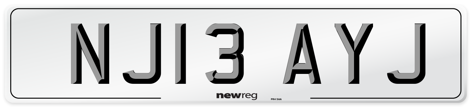 NJ13 AYJ Number Plate from New Reg